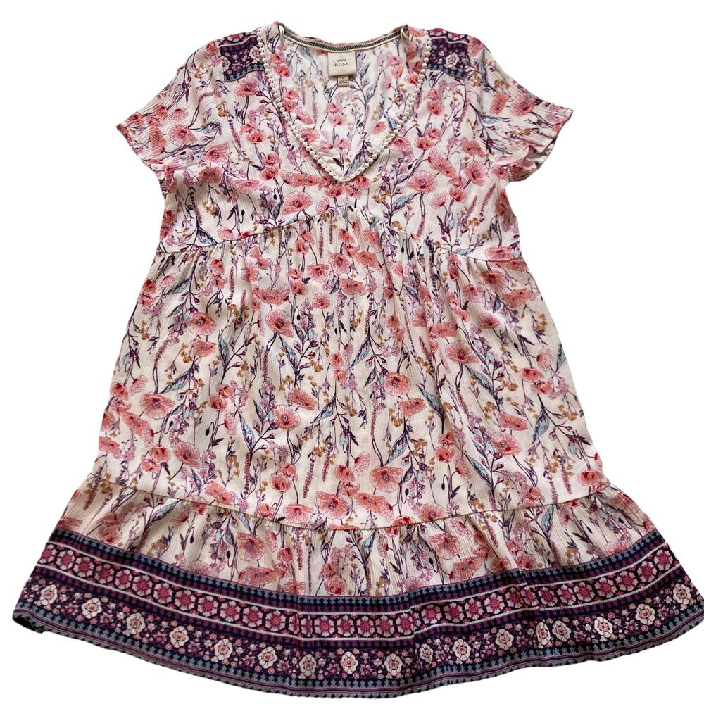 Knox Rose Floral Empire Waist Bohemian Dress Size Large Whimsy Fairy